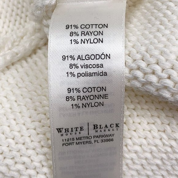 WHBM Ecru High-Neck Mixed-Stitch High-Low Sweater - Picture 10 of 11